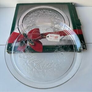 Vintage Indiana Glass Comp Christmas Serving Tray 13” Platter Wreath W/ Berries